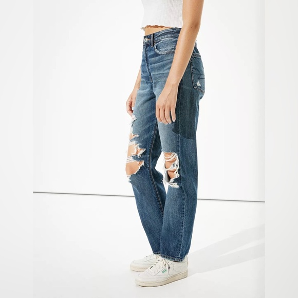 AE Ripped 90s Boyfriend Style Jeans Medium Wash - Picture 4 of 11